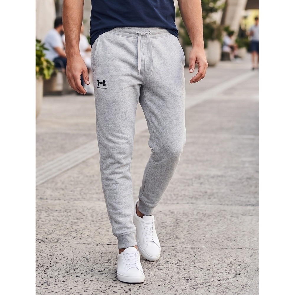 Under Armour Rival Fleece Joggers Sweatpants Men's Large Gray Logo Gym Athletic